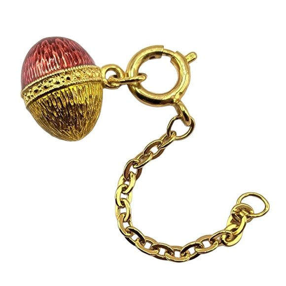 Joan Rivers Gold Tone Red Enamel Textured Egg Charm Pendant - Picture 4 of 4
